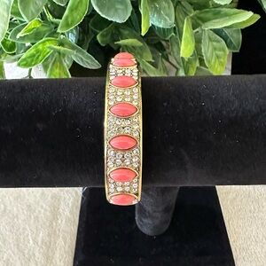 Heidi Daus Shiny Bronze and Coral Bracelet with Lots of Crystal Bling